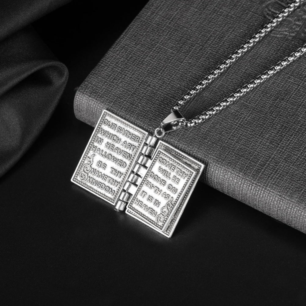 Collier Pendentif Croix et Bible Punk pour Homme