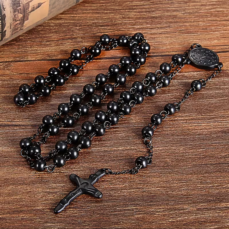 Collier Pendentif Croix Bible Jésus Homme en Acier Inoxydable