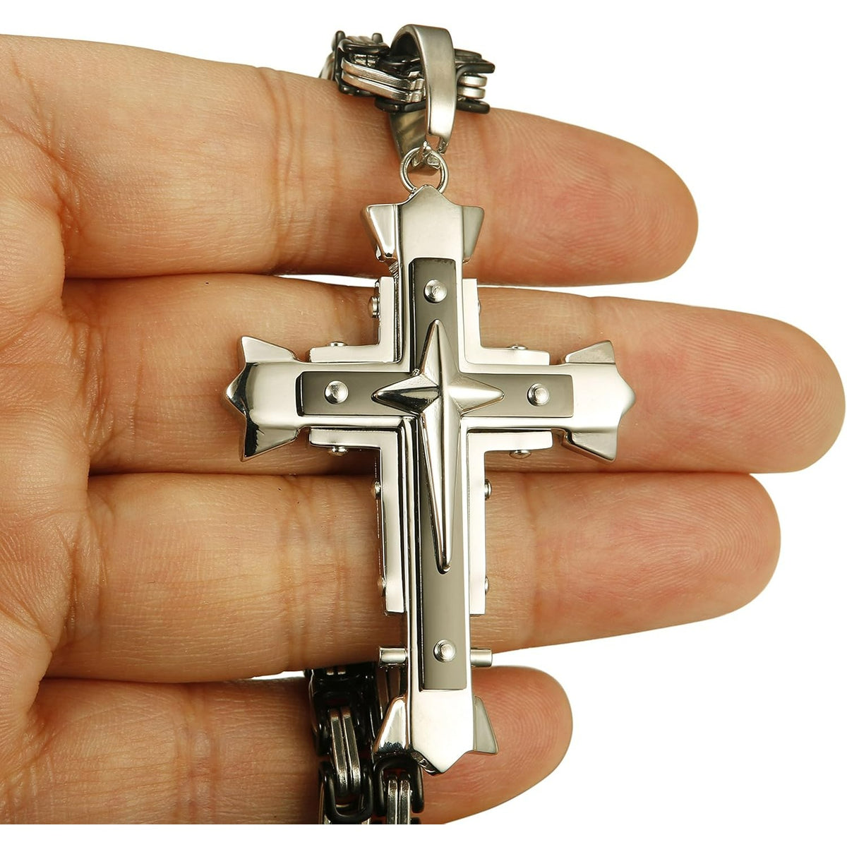 Collier Pendentif Croix en Acier Inoxydable pour Homme