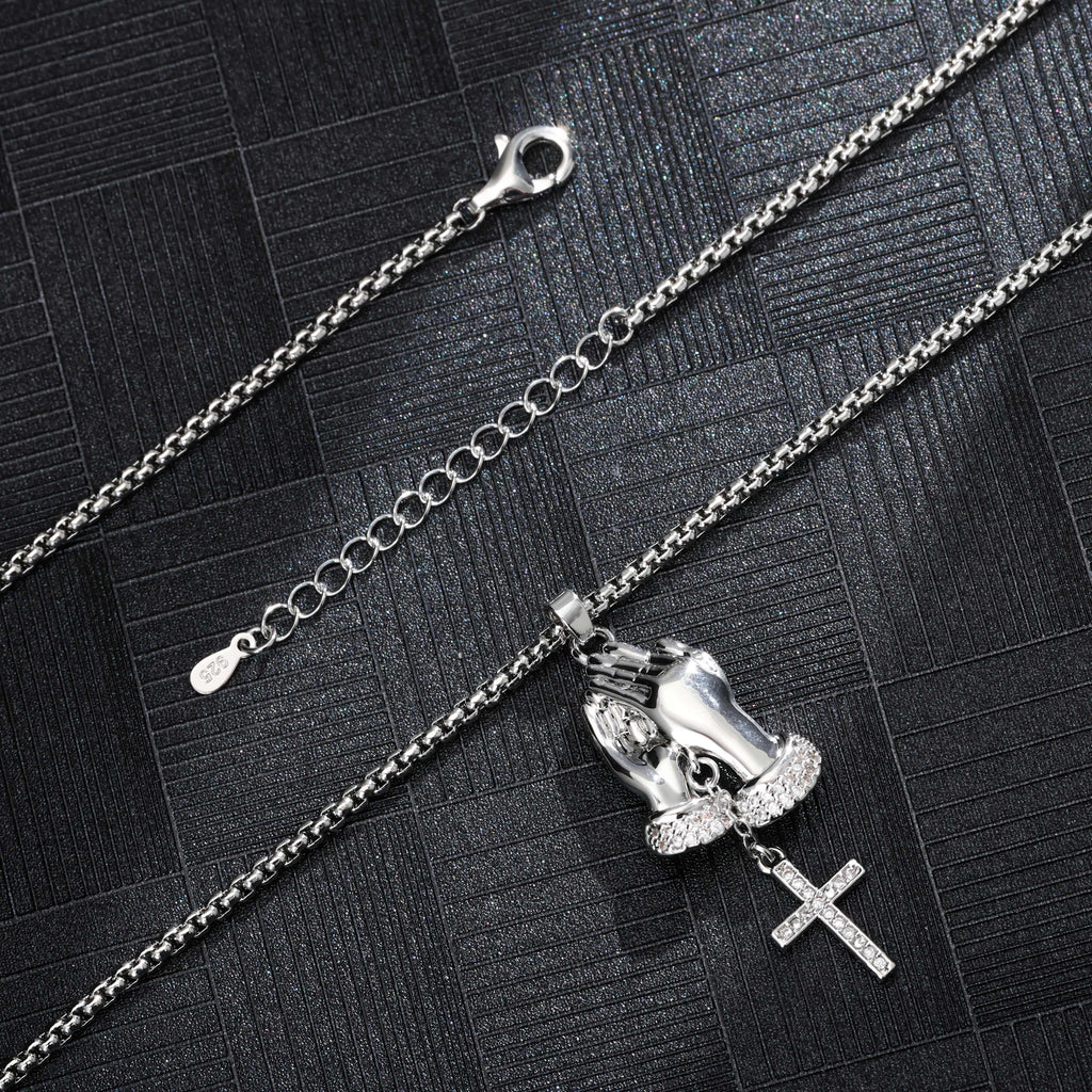 Collier Pendentif Croix de Prière en Argent 925