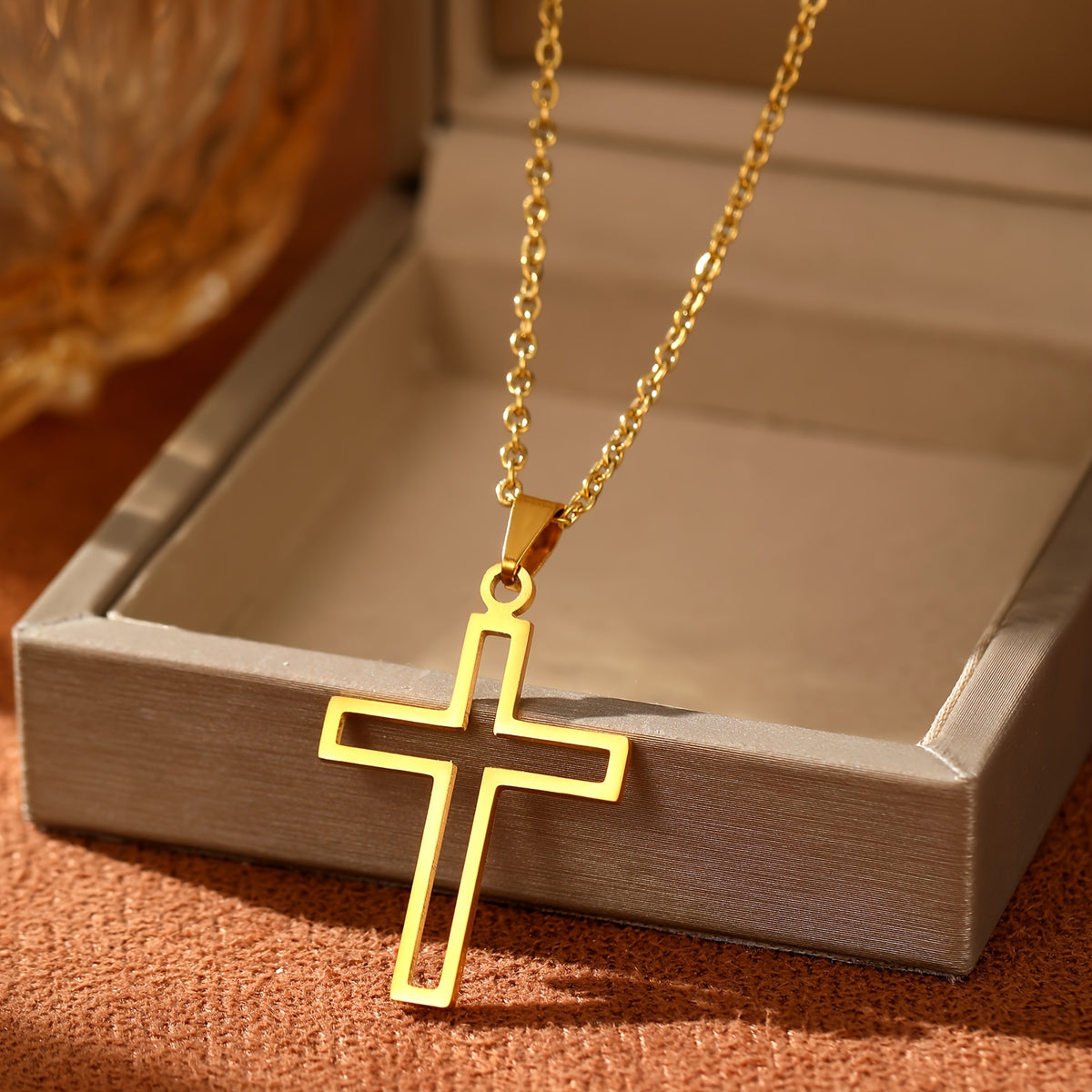 Collier Pendentif Croix en Acier Inoxydable pour Couple
