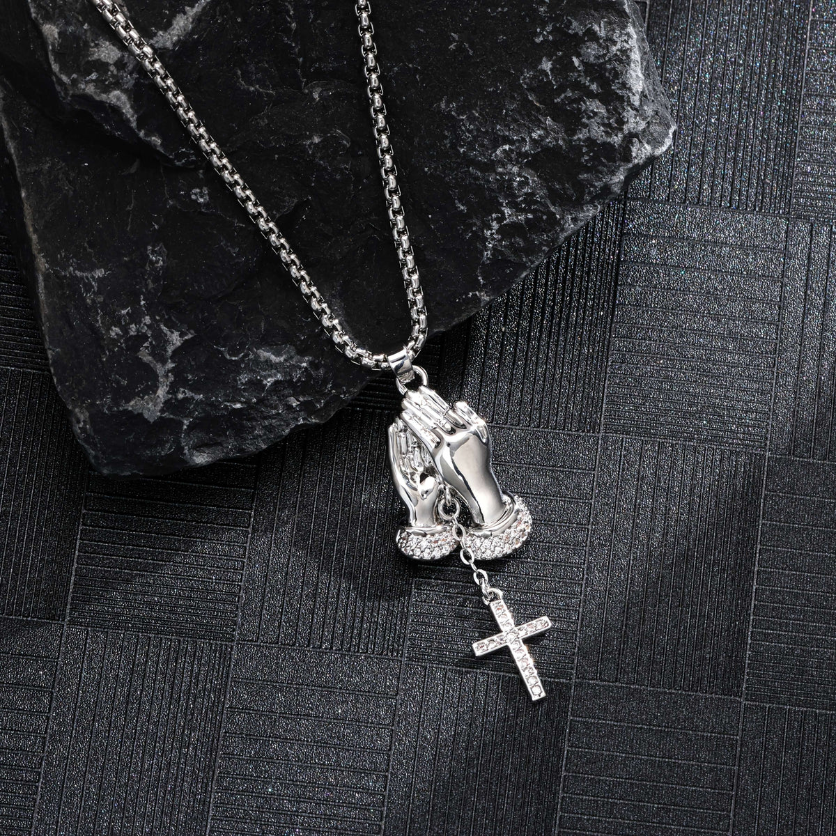 Collier Pendentif Croix de Prière en Argent 925
