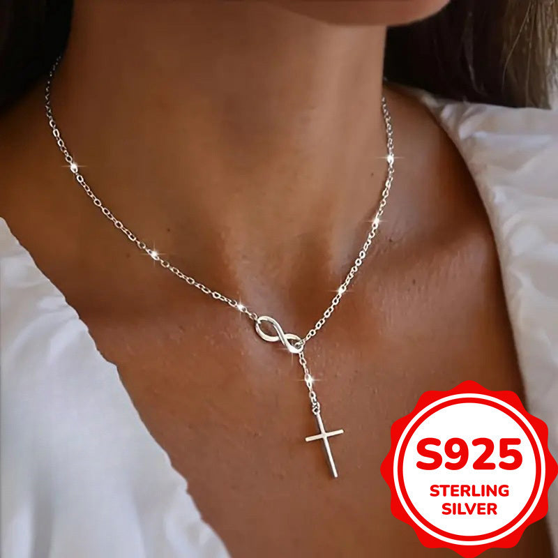 Collier Pendentif Croix Infinie en Argent 925 pour Femme