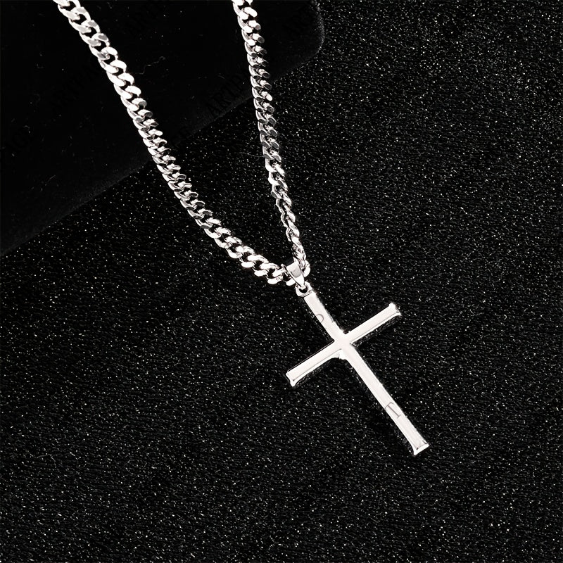 Collier Pendentif Croix Homme en Argent 925 avec Bracelet