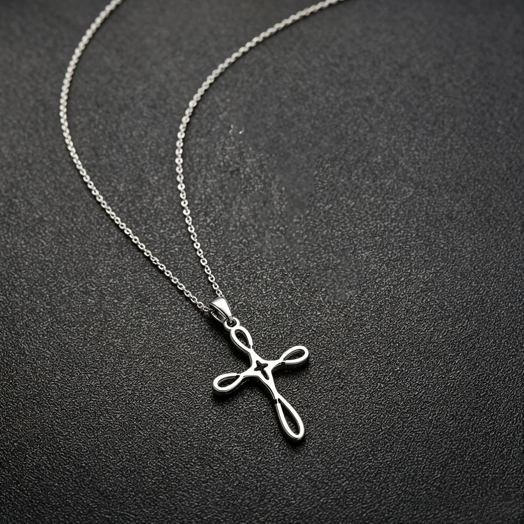 Collier Pendentif Croix Creuse en Acier Inoxydable Unisexe