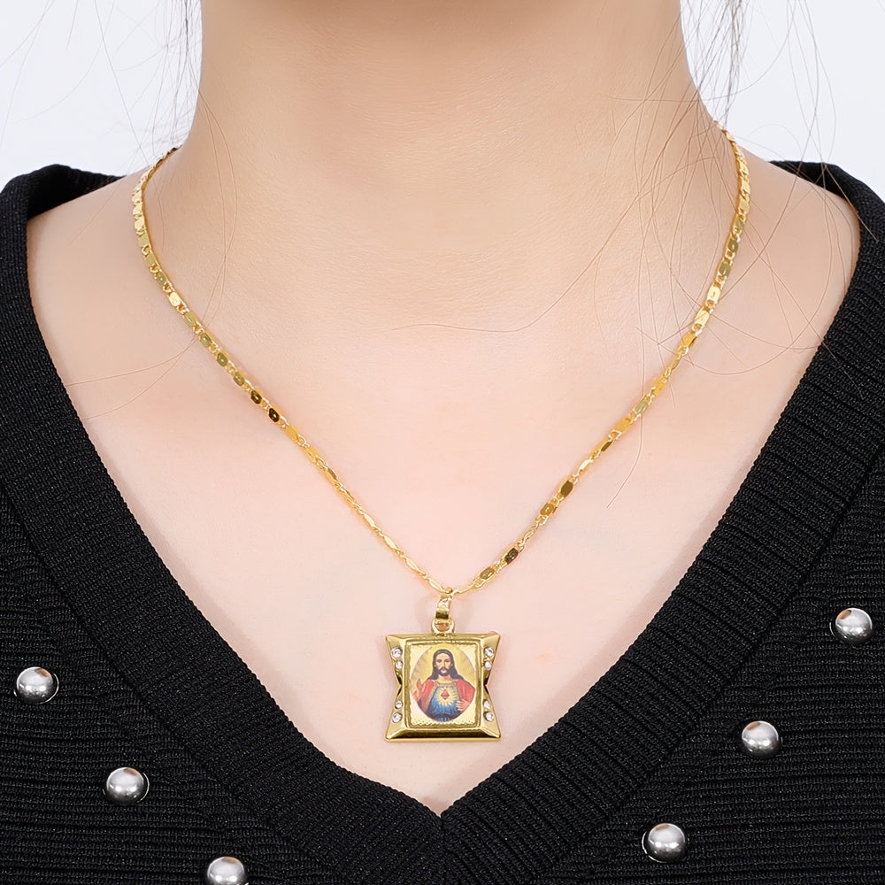 Collier Pendentif Cœur Sacré Rétro Chrétien