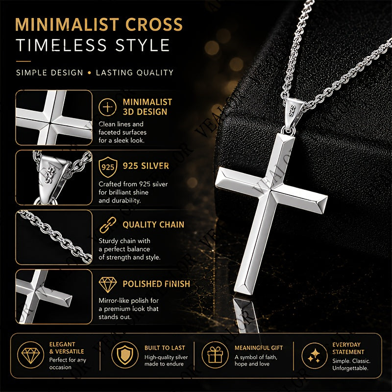Collier Pendentif Croix Homme en Argent 925
