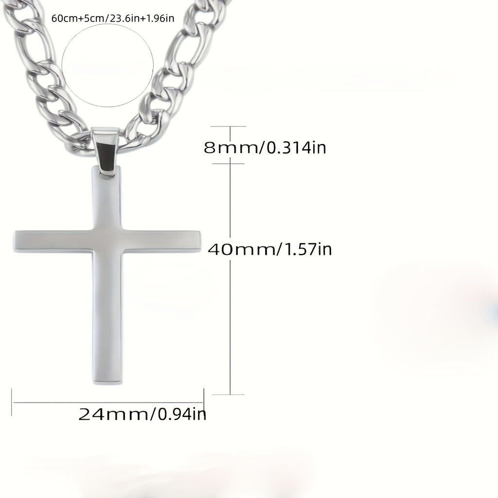 Collier Pendentif Croix en Acier Inoxydable pour Homme
