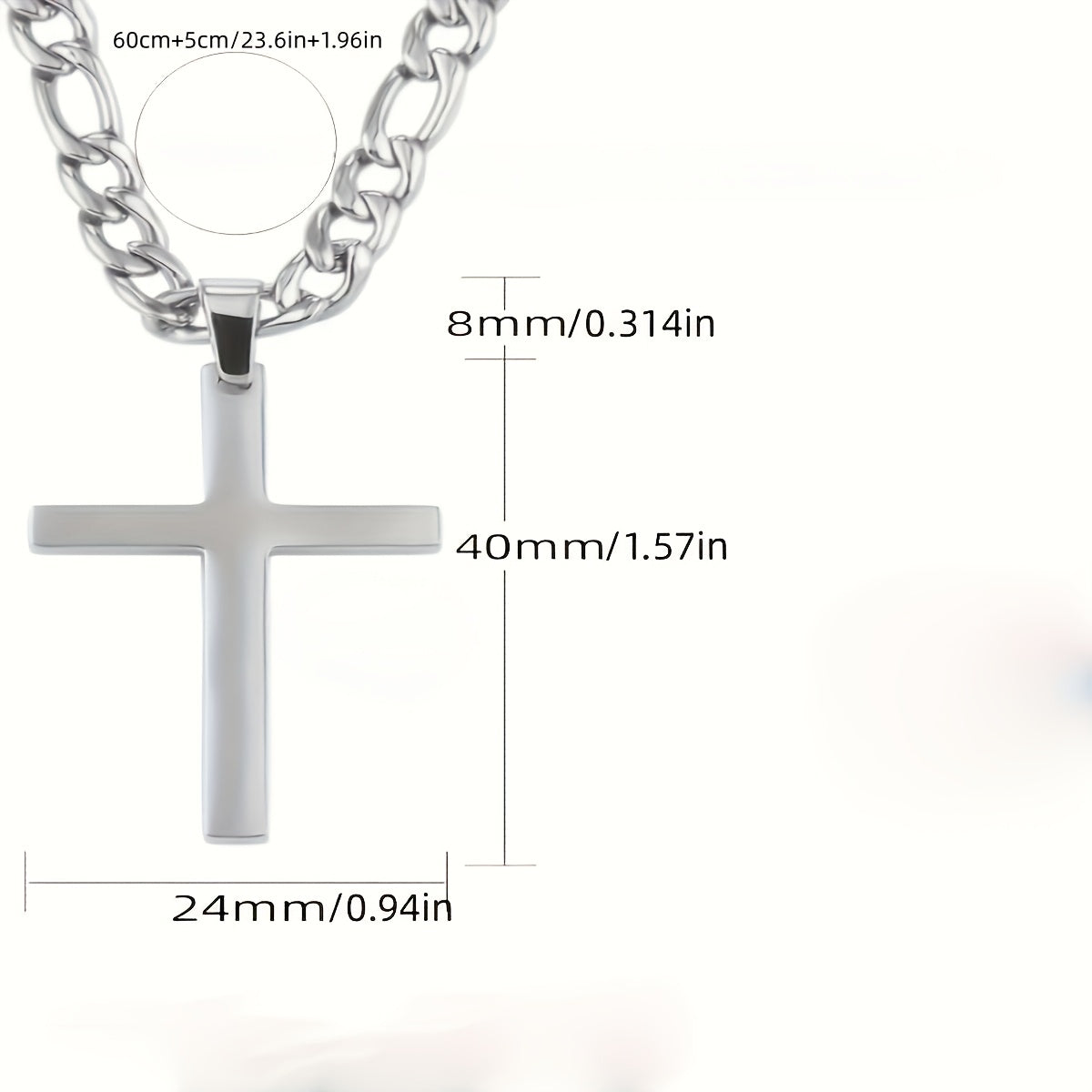 Collier Pendentif Croix en Acier Inoxydable pour Homme