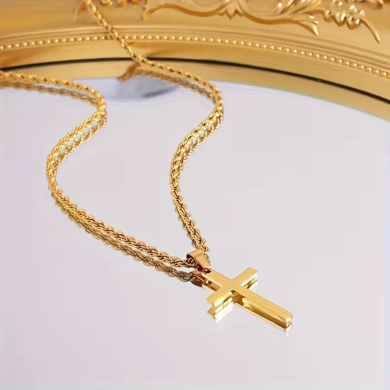 Collier Pendentif Croix en Acier Inoxydable Unisexe