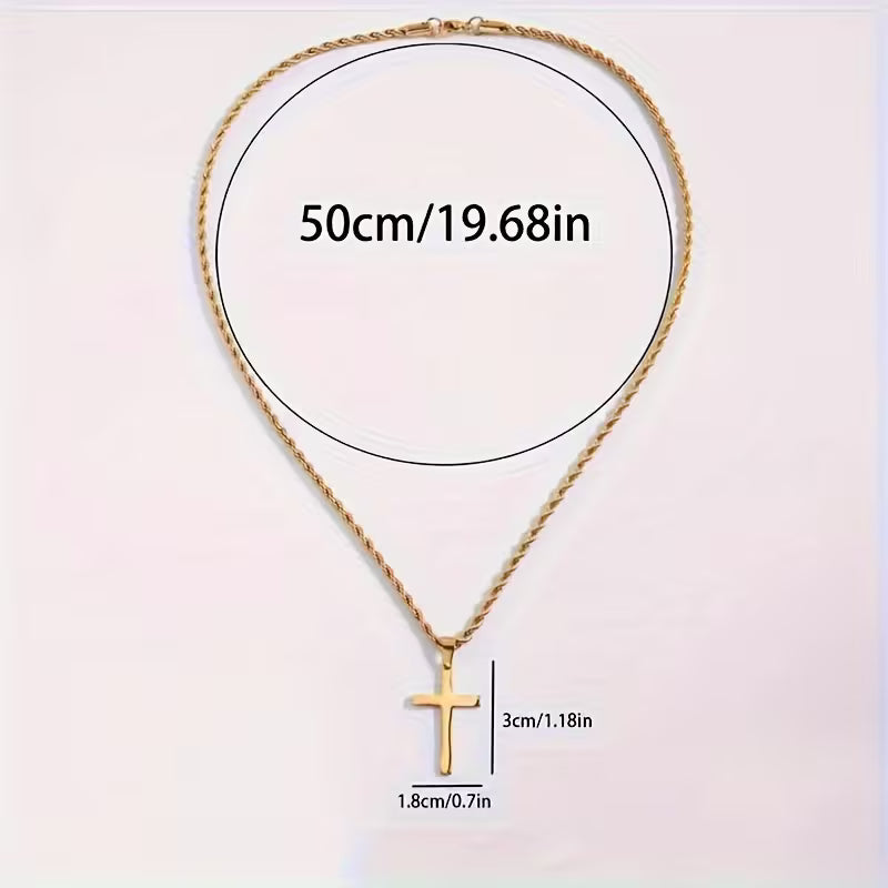 Collier Pendentif Croix en Acier Inoxydable Unisexe