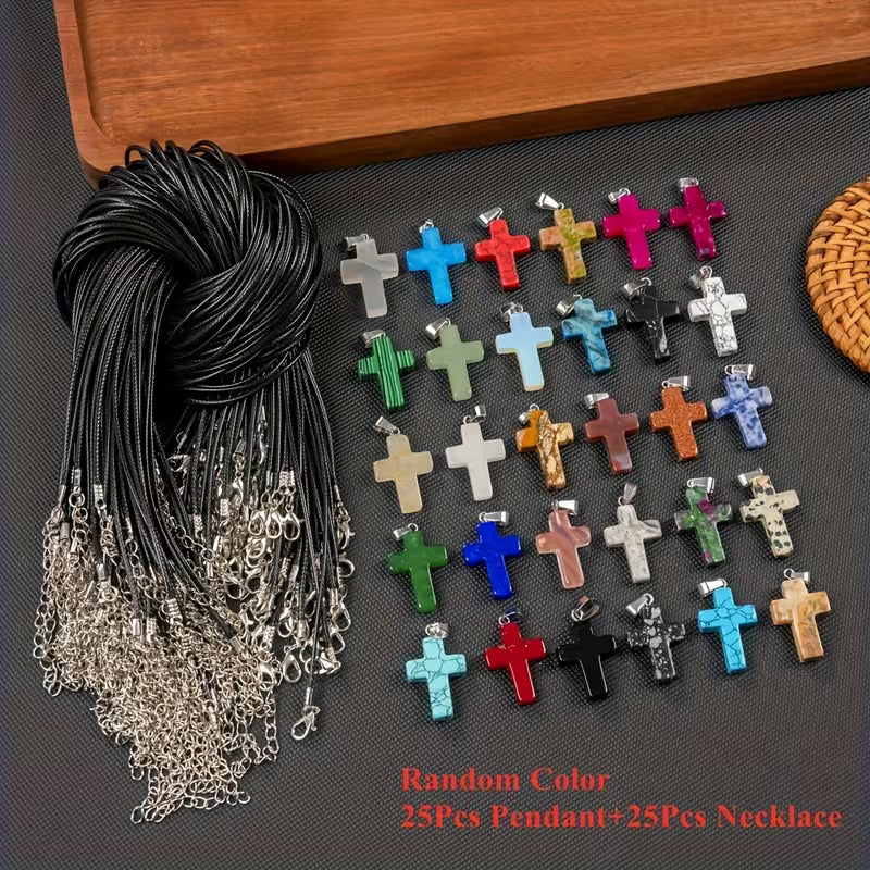 Lot de 25 Pendentifs Croix en Quartz Unisexe