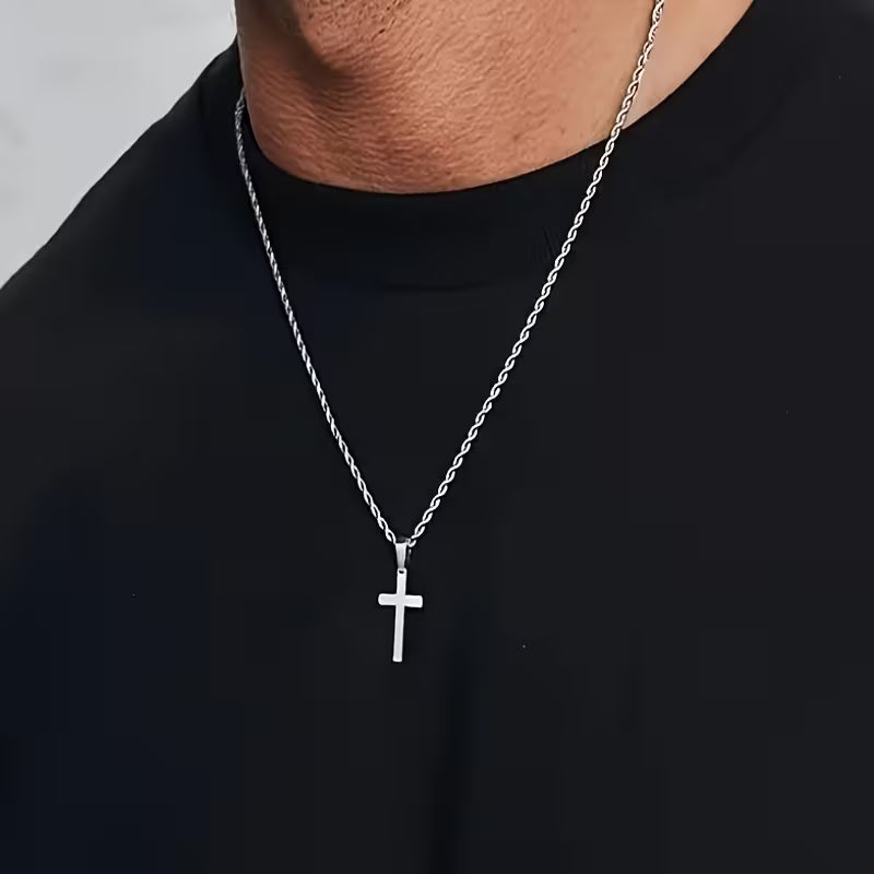 Collier Pendentif Croix en Acier Inoxydable Unisexe