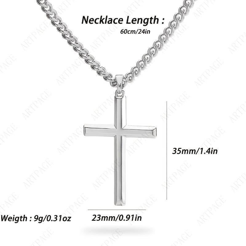 Collier Pendentif Croix Homme en Argent 925 avec Bracelet