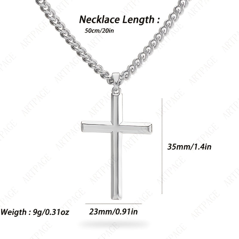 Collier Pendentif Croix Homme en Argent 925 avec Bracelet