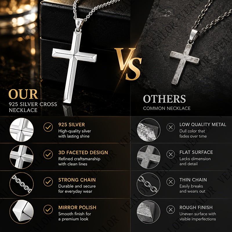 Collier Pendentif Croix Homme en Argent 925