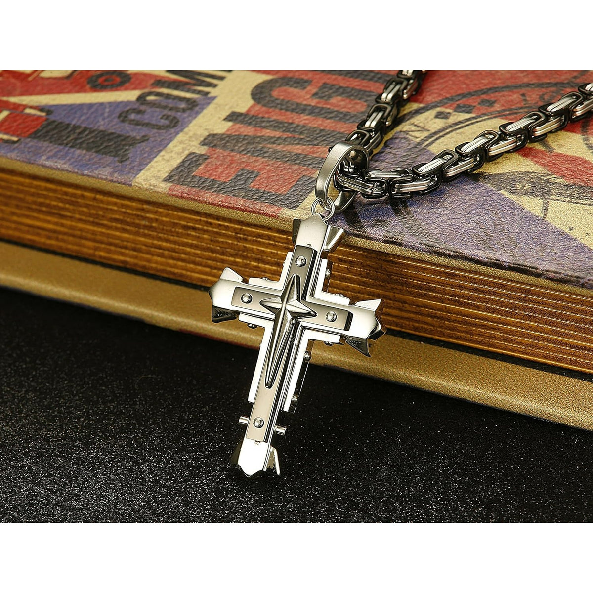 Collier Pendentif Croix en Acier Inoxydable pour Homme
