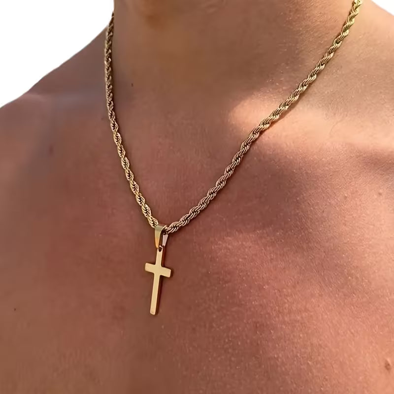 Collier Pendentif Croix en Acier Inoxydable Unisexe