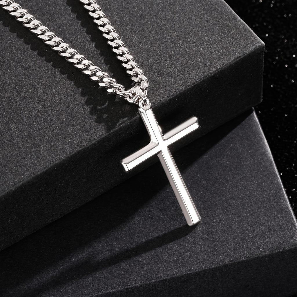 Collier Pendentif Croix en Argent 925 Hip-Hop
