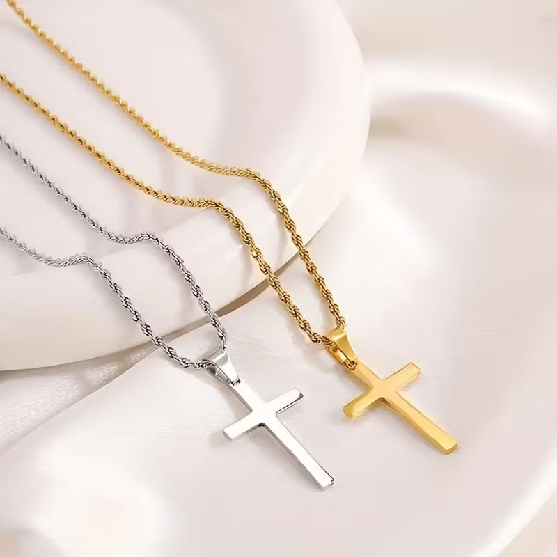 Collier Pendentif Croix en Acier Inoxydable Unisexe