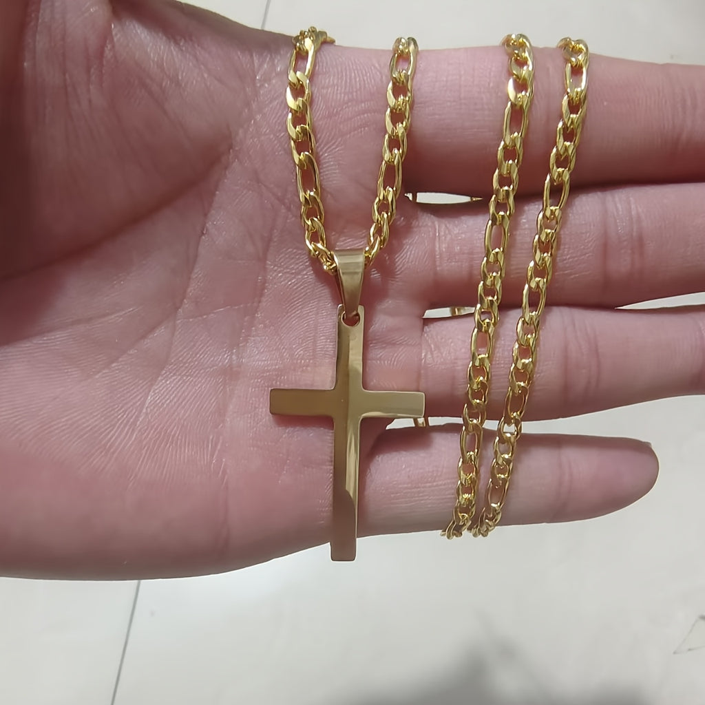 Collier Pendentif Croix en Acier Inoxydable pour Homme