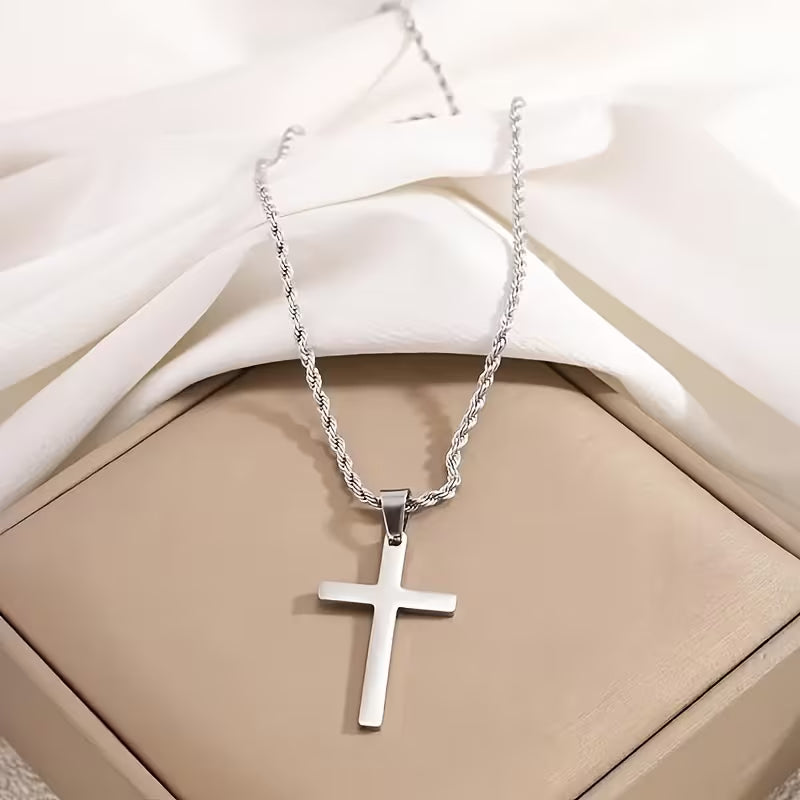 Collier Pendentif Croix en Acier Inoxydable Unisexe
