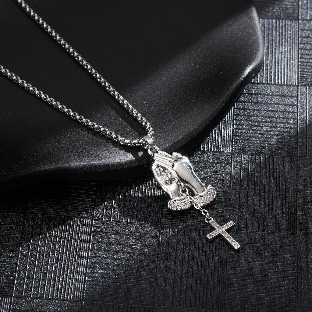 Collier Pendentif Croix de Prière en Argent 925