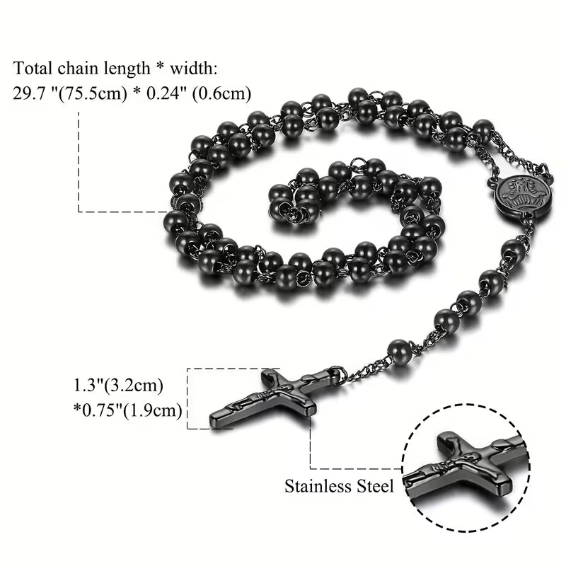 Collier Pendentif Croix Bible Jésus Homme en Acier Inoxydable