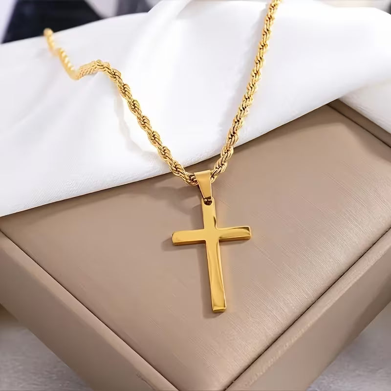 Collier Pendentif Croix en Acier Inoxydable Unisexe