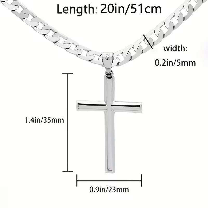Collier Pendentif Croix en Argent 925 pour Homme