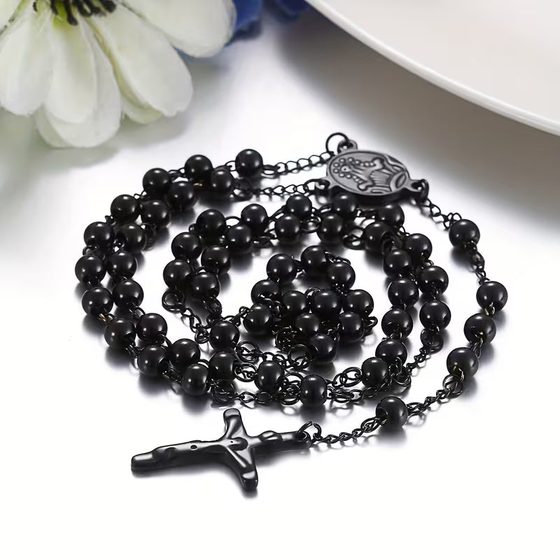 Collier Pendentif Croix Bible Jésus Homme en Acier Inoxydable