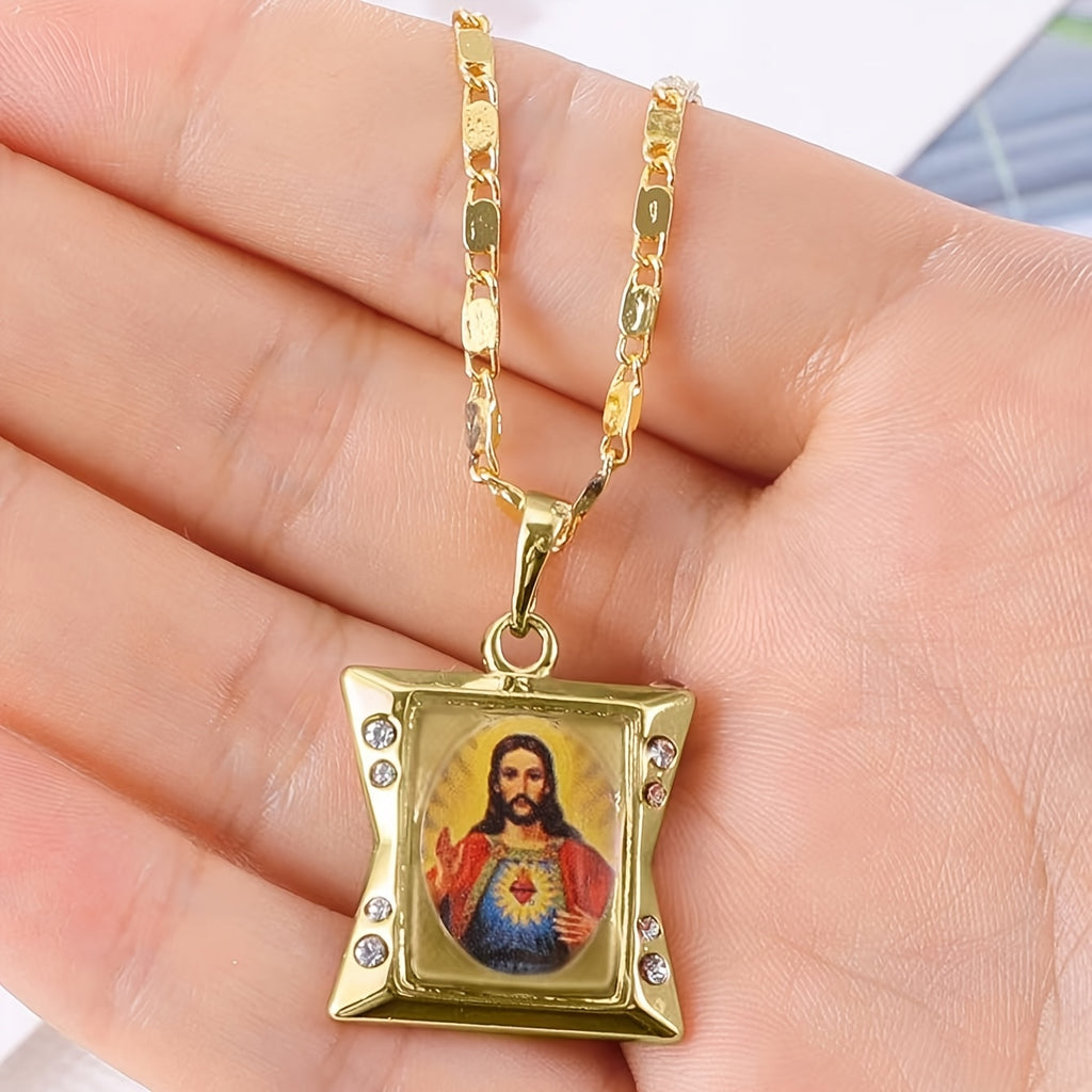 Collier Pendentif Cœur Sacré Rétro Chrétien