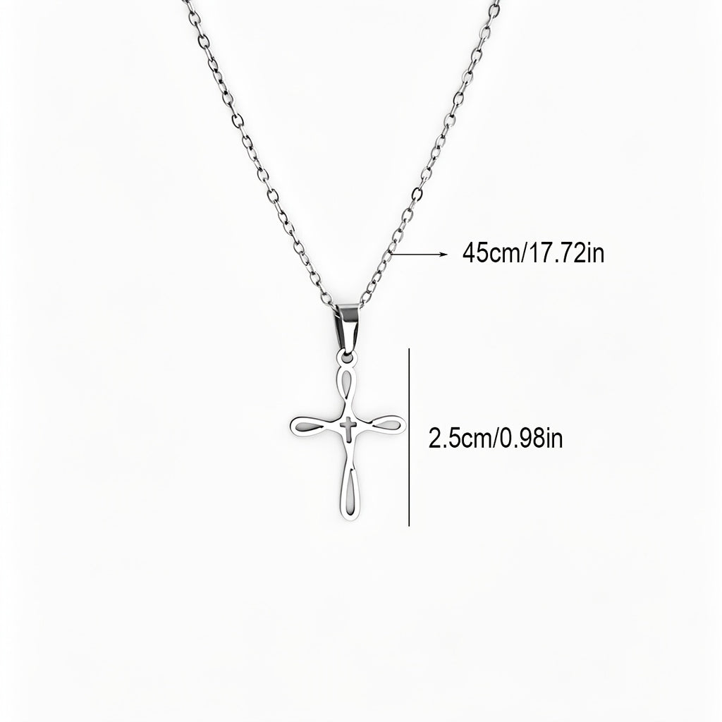 Collier Pendentif Croix Creuse en Acier Inoxydable Unisexe