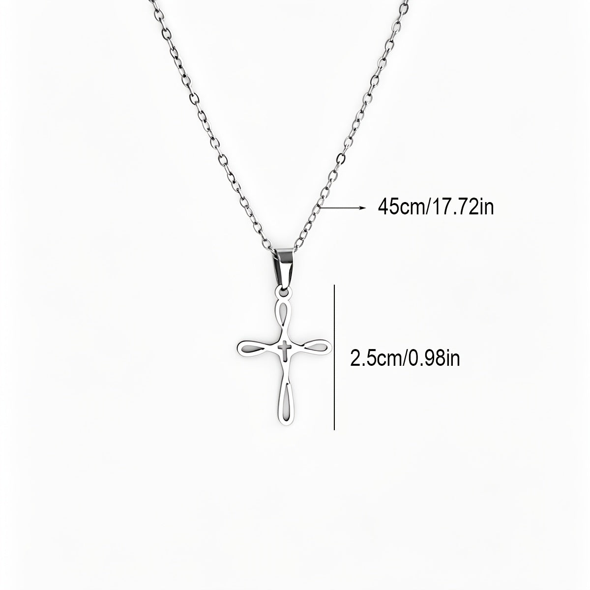 Collier Pendentif Croix Creuse en Acier Inoxydable Unisexe