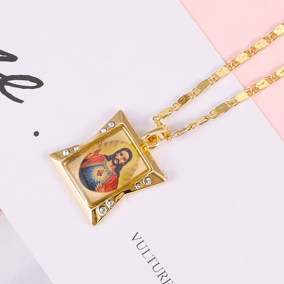 Collier Pendentif Cœur Sacré Rétro Chrétien