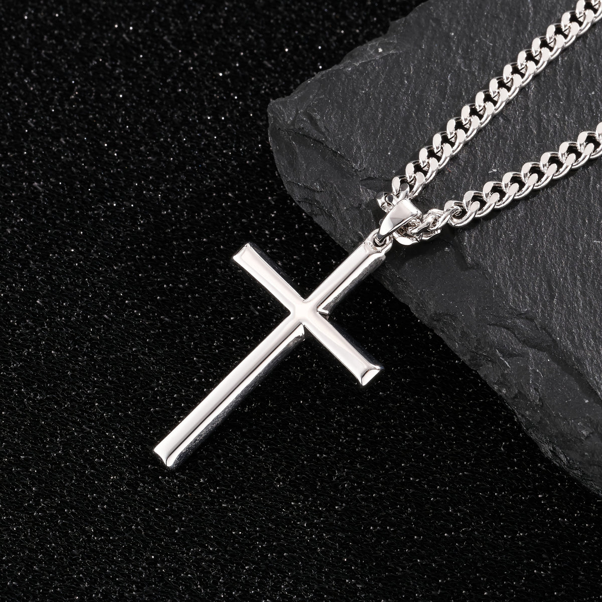 Collier Pendentif Croix en Argent 925 Hip-Hop