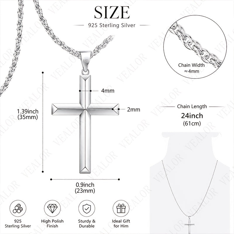 Collier Pendentif Croix Homme en Argent 925