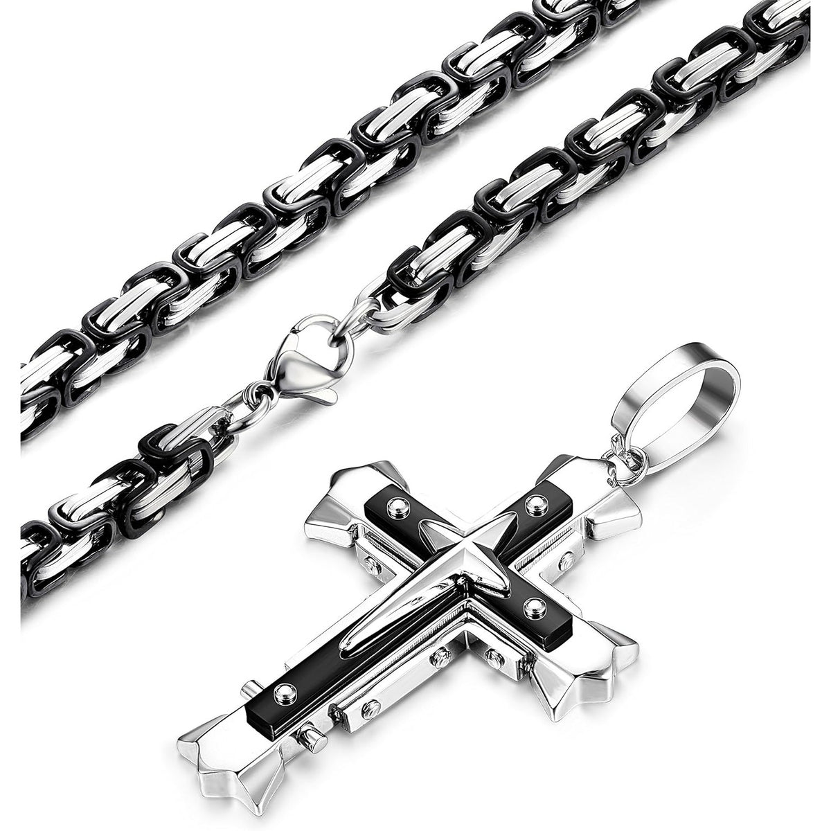 Collier Pendentif Croix en Acier Inoxydable pour Homme
