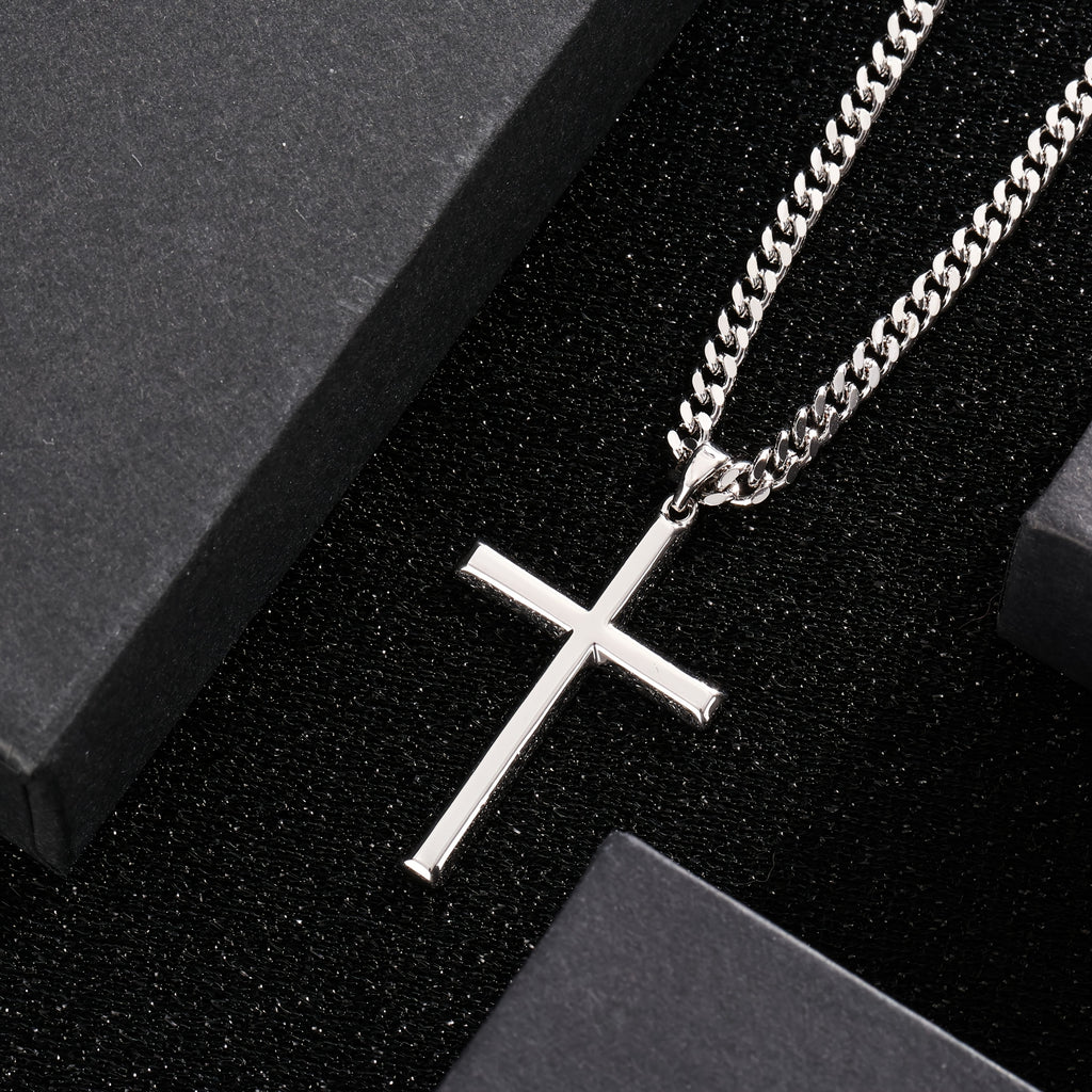 Collier Pendentif Croix en Argent 925 Hip-Hop
