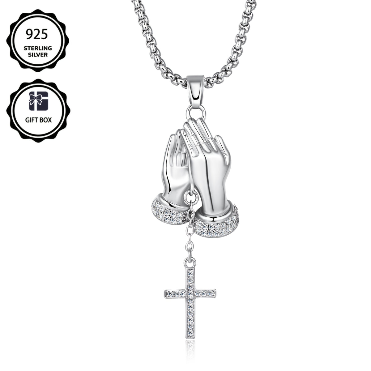 Collier Pendentif Croix de Prière en Argent 925
