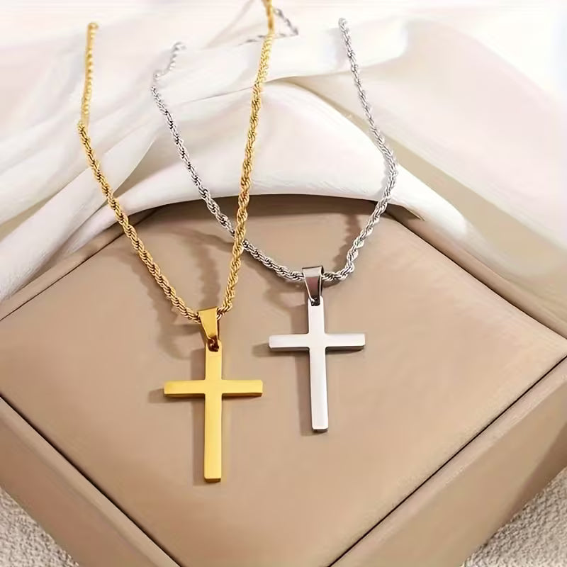 Collier Pendentif Croix en Acier Inoxydable Unisexe