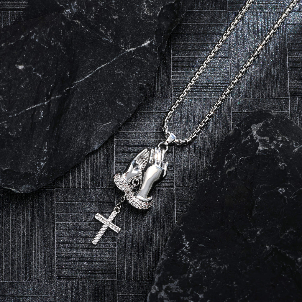 Collier Pendentif Croix de Prière en Argent 925