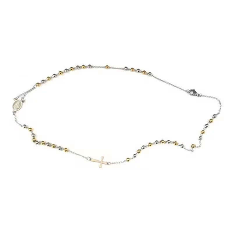 Collier Chapelet Croix en Acier Inoxydable Unisexe