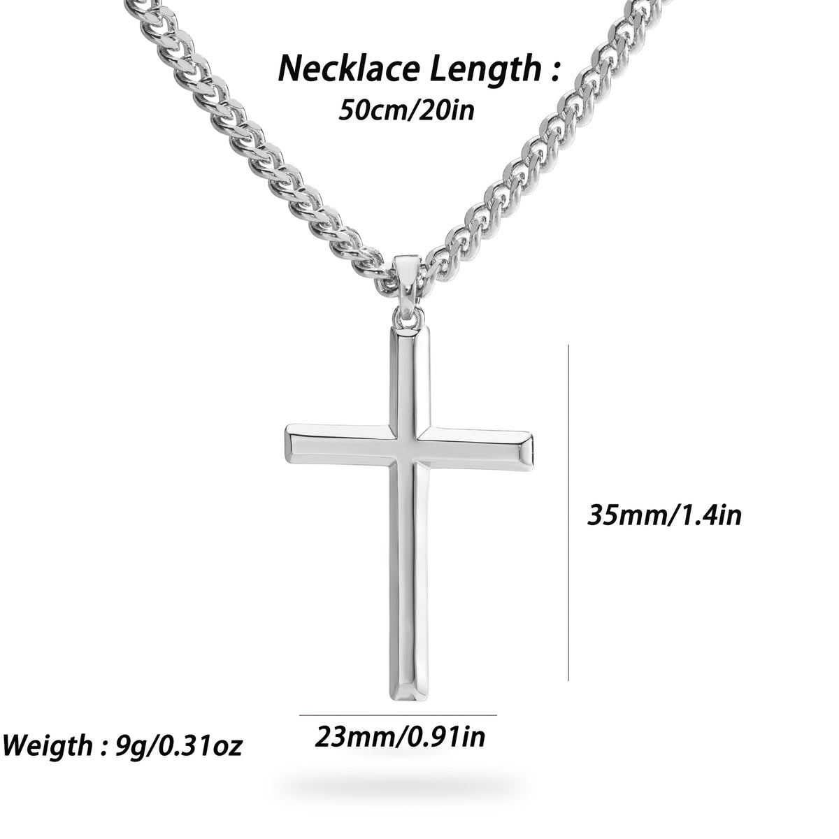 Collier Pendentif Croix en Argent 925 Hip-Hop