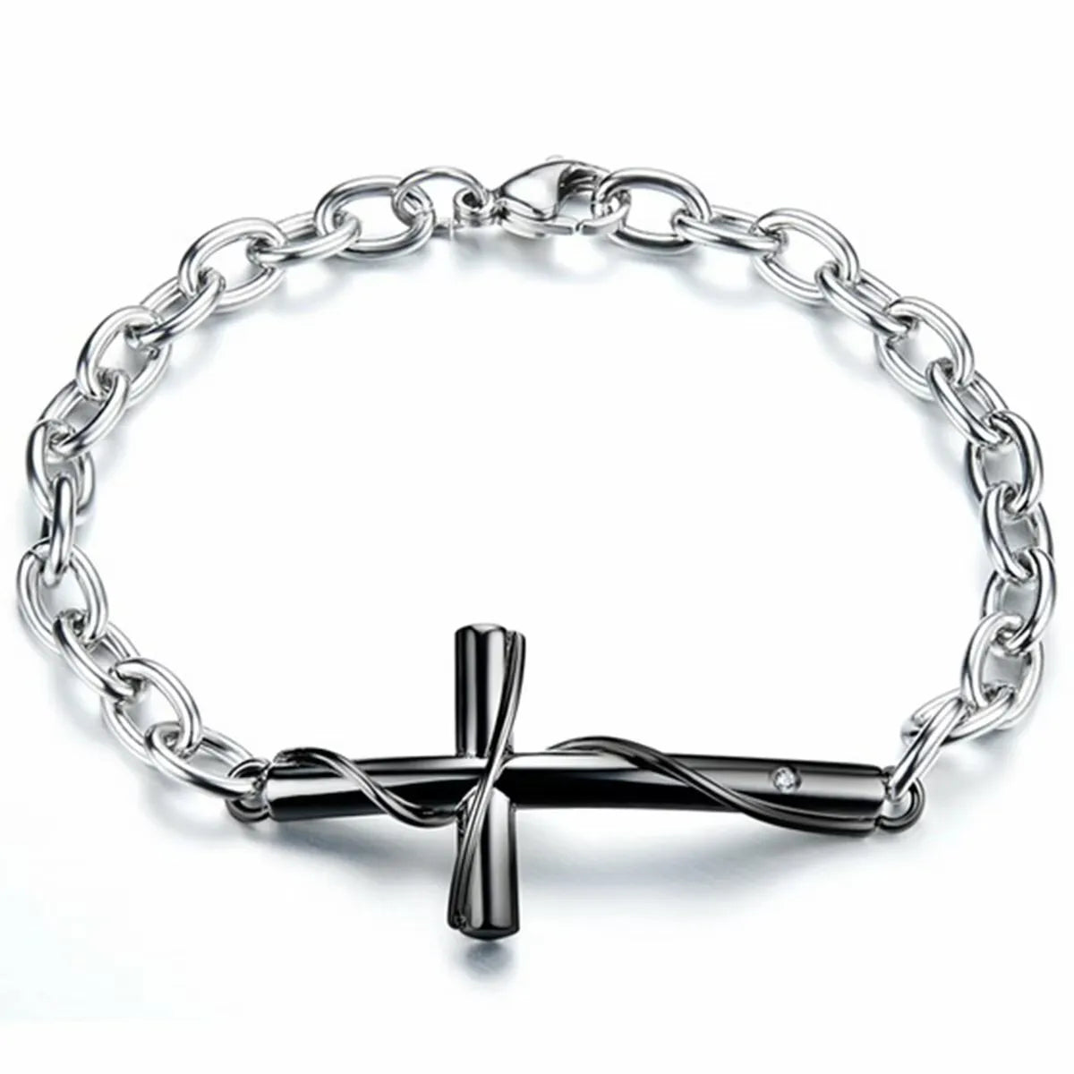 Bracelet Croix en Acier Inoxydable pour Couple