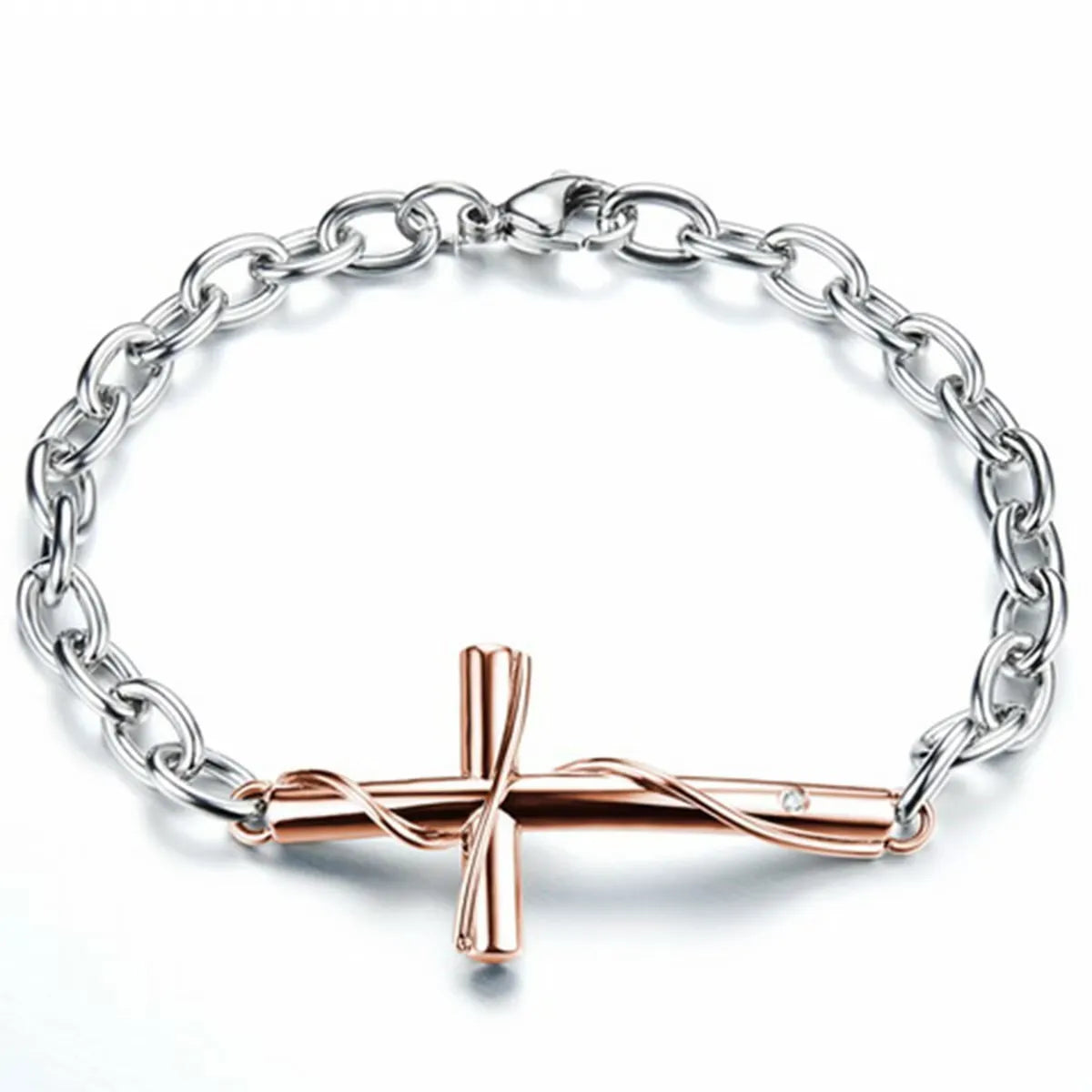 Bracelet Croix en Acier Inoxydable pour Couple
