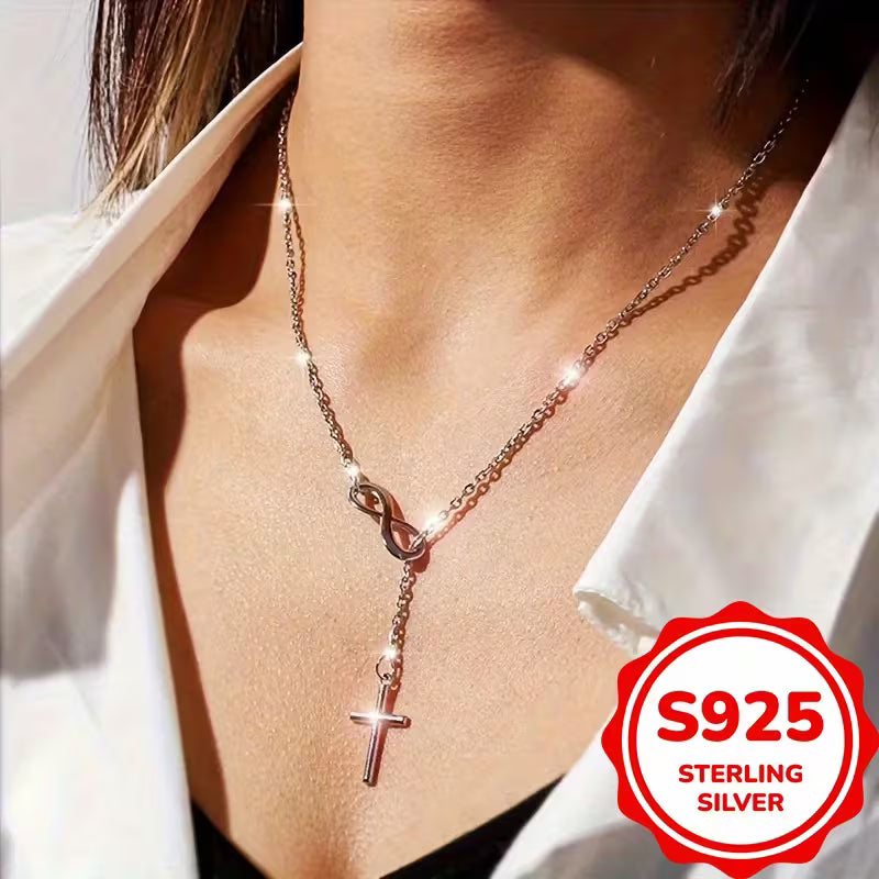 Collier Pendentif Croix Infinie en Argent 925 pour Femme