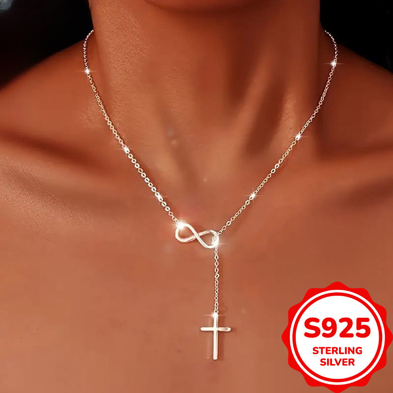 Collier Pendentif Croix Infinie en Argent 925 pour Femme