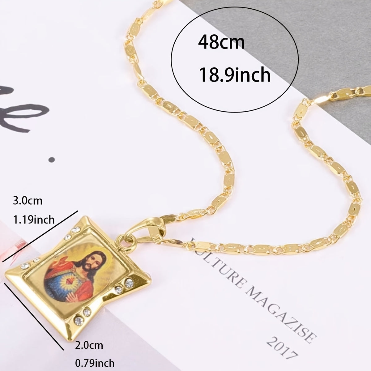 Collier Pendentif Cœur Sacré Rétro Chrétien