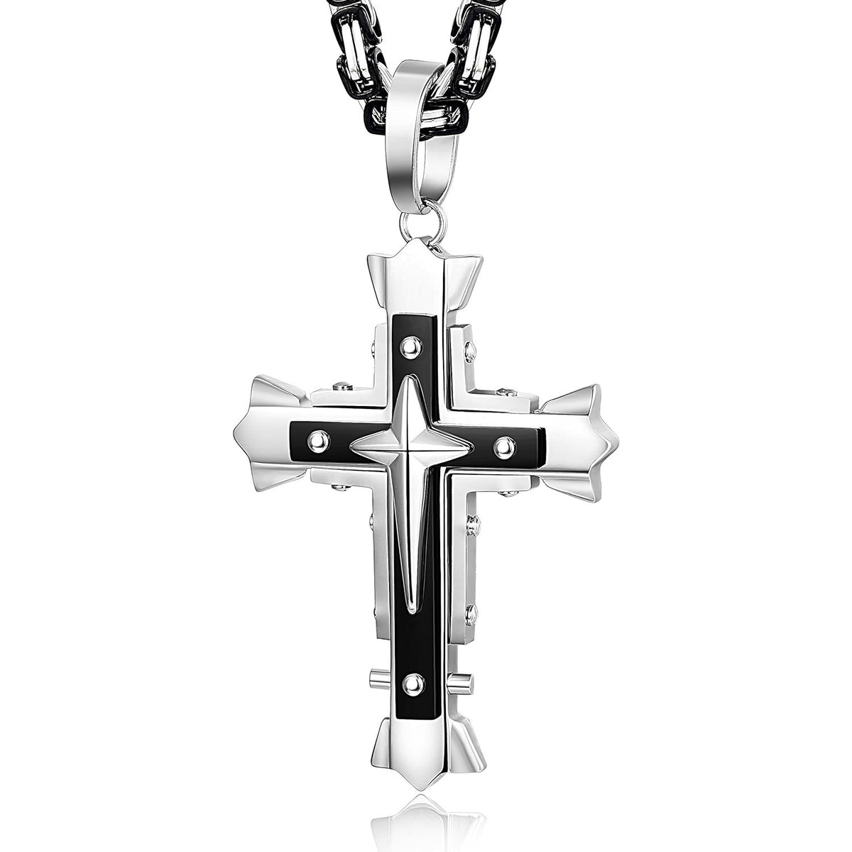 Collier Pendentif Croix en Acier Inoxydable pour Homme
